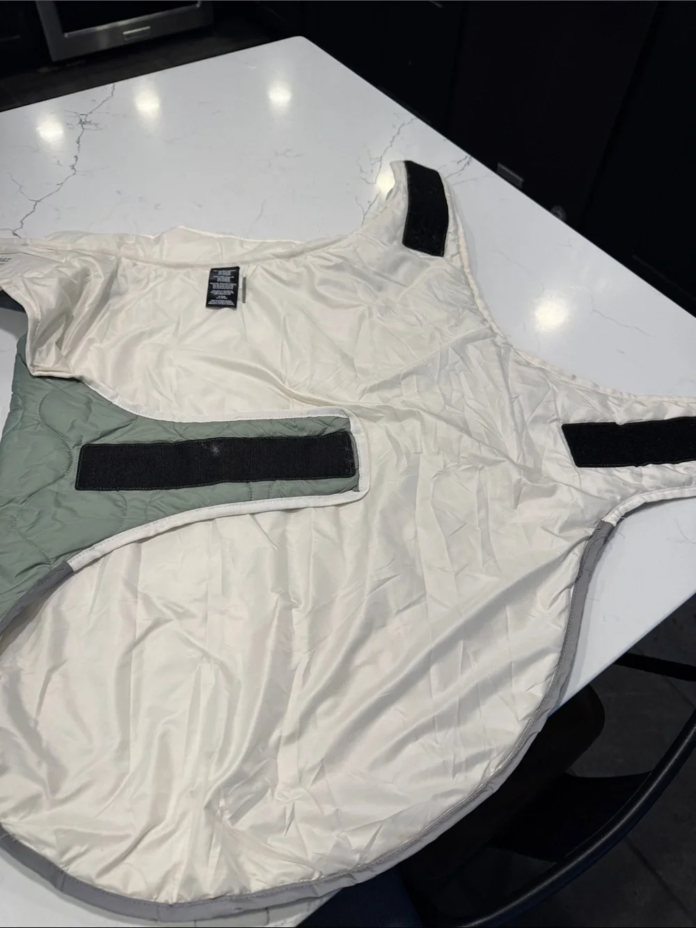 Quilted light Green dog coat 32degrees